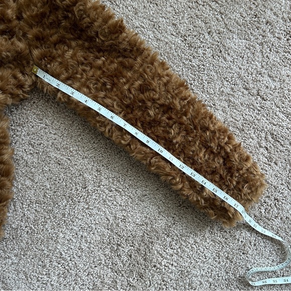 Zara TRF Collection Brown Teddy Fluffy Faux Fur Black Button Down Coat Size XS - Picture 9 of 9